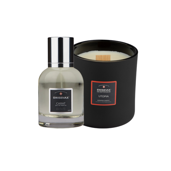 Geschenkset parfum & geurkaars – Zwitsers duo